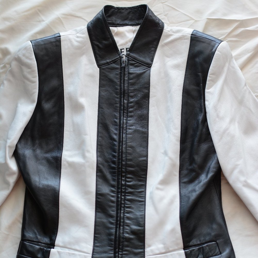 Erez - Lillie Rubin Black and White Leather Jacket